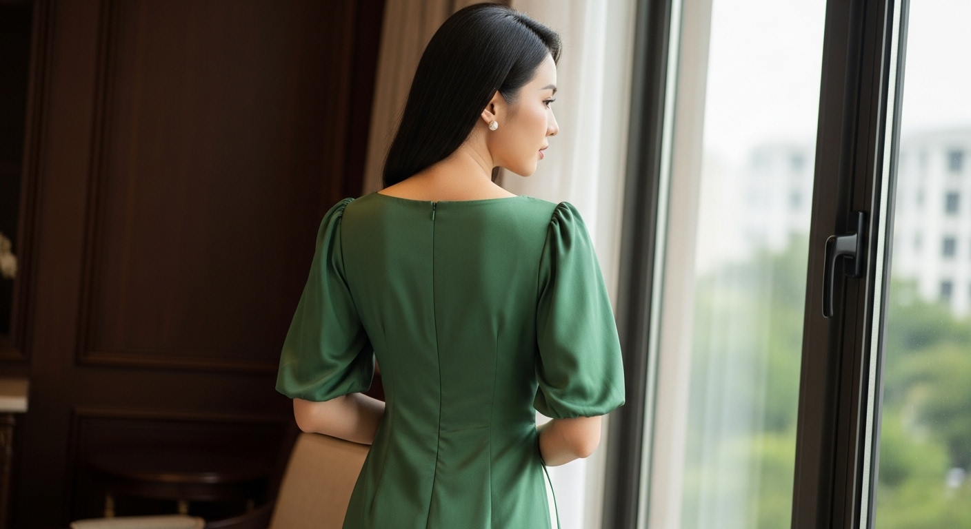 Cô Gái Áo Dài Cách Tân Cổ Thuyền Tay Lỡ Thanh Lịch