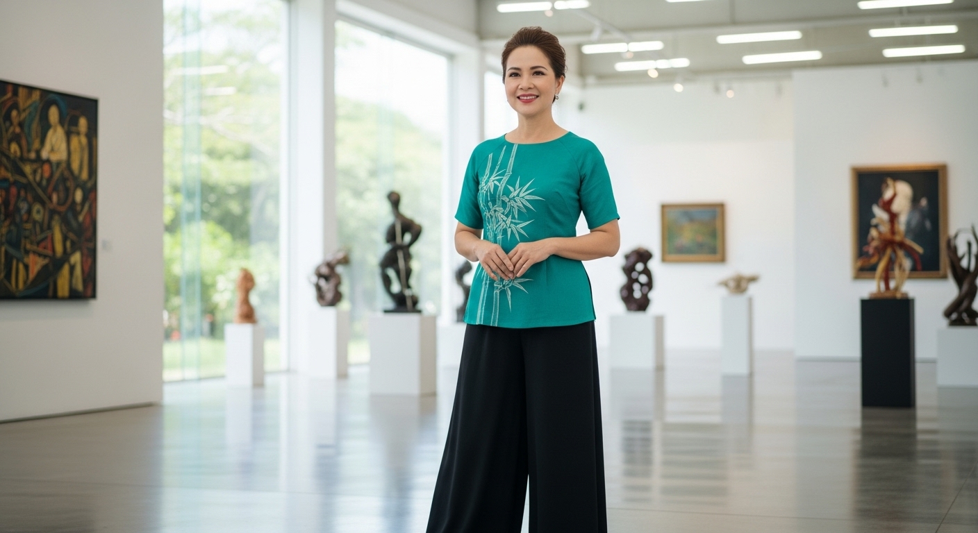 Áo dài cách tân nhẹ nhàng, màu sắc tươi mới, họa tiết tinh tế.