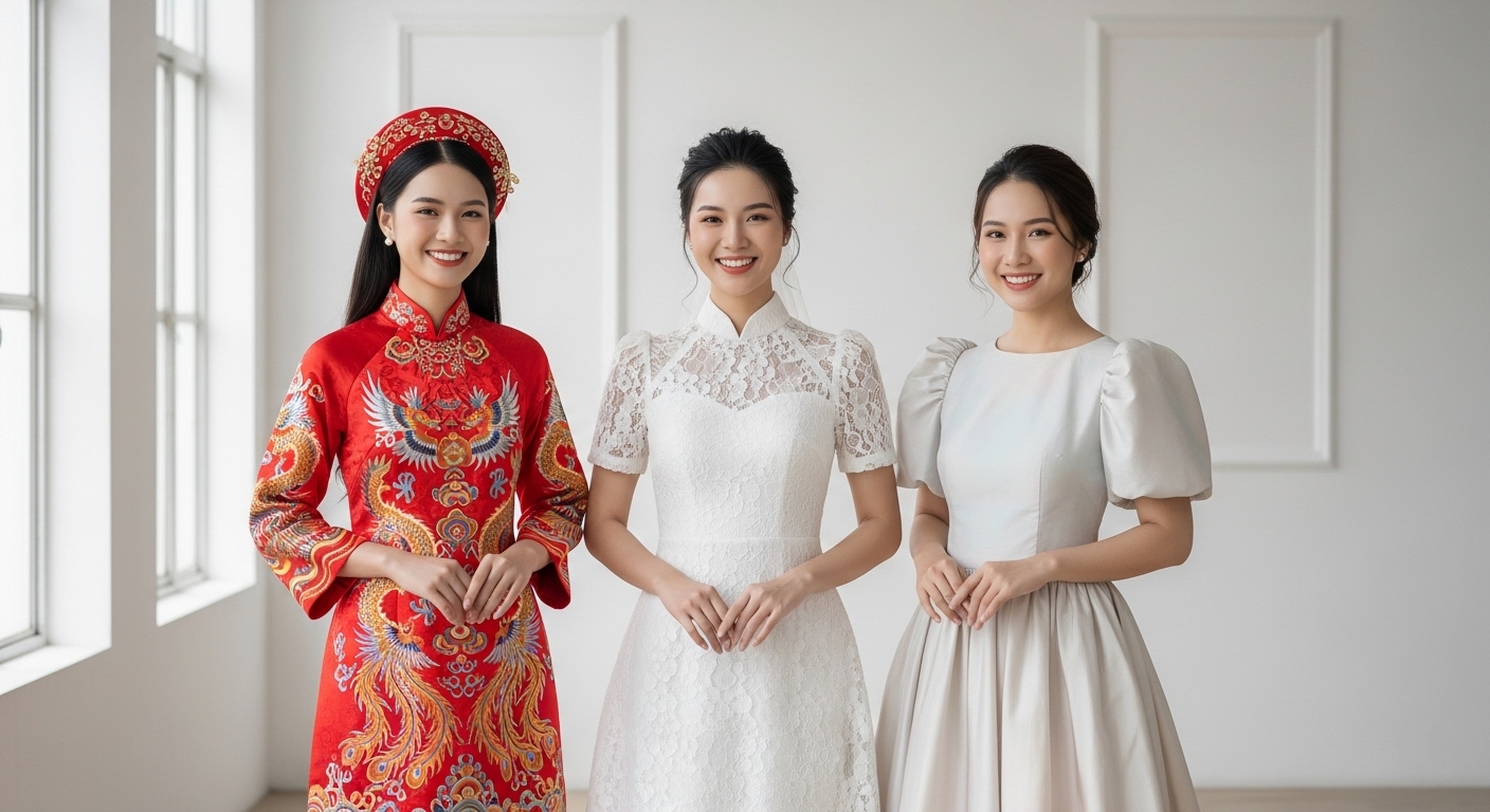 Ba Phong Cách Áo Dài Cưới Phổ Biến Hiện Nay.