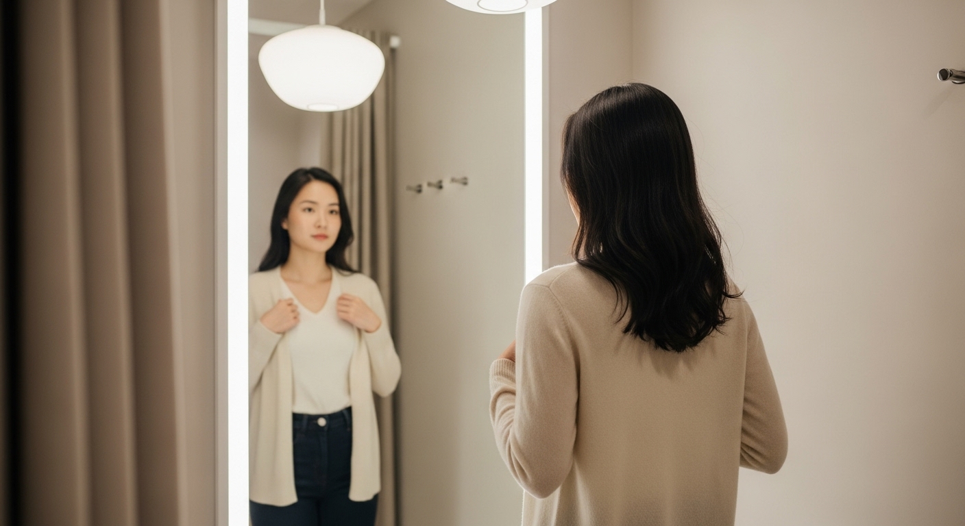 Cô gái Việt Nam chọn áo len cardigan ngắn chất liệu phù hợp.