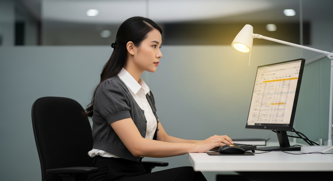 Nữ công sở Việt Nam thanh lịch với áo len cardigan.