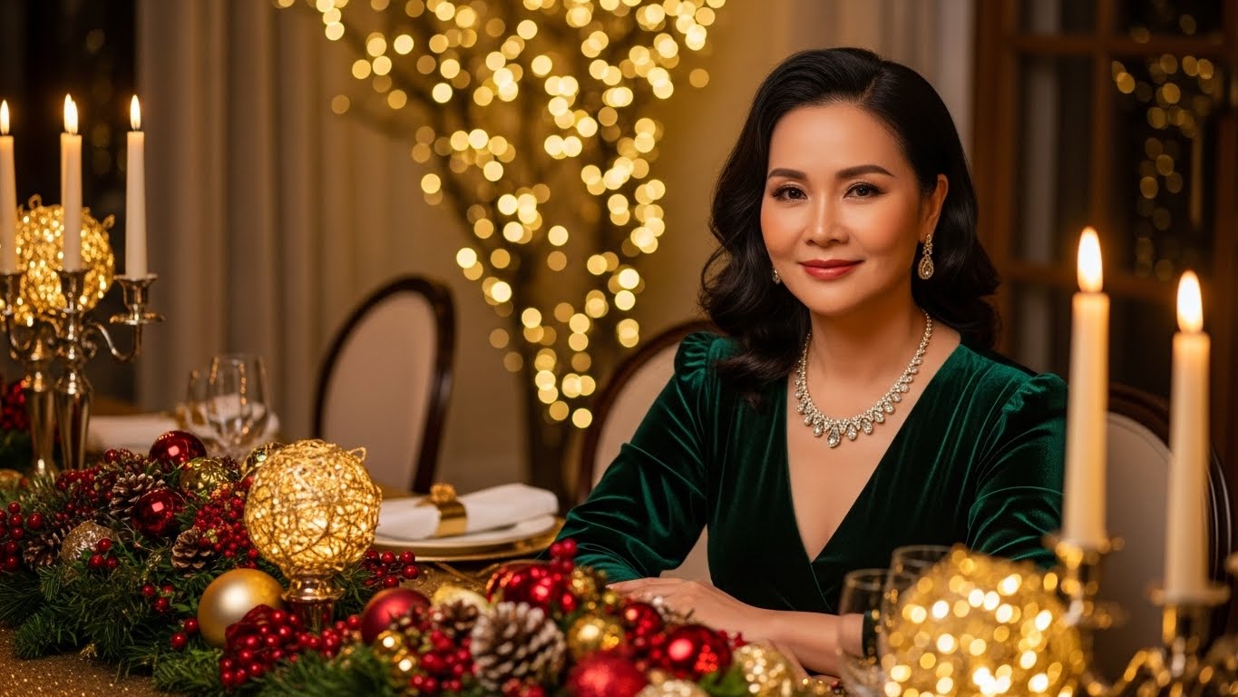 Người phụ nữ Việt phối màu xanh lá và vàng trang nhã.