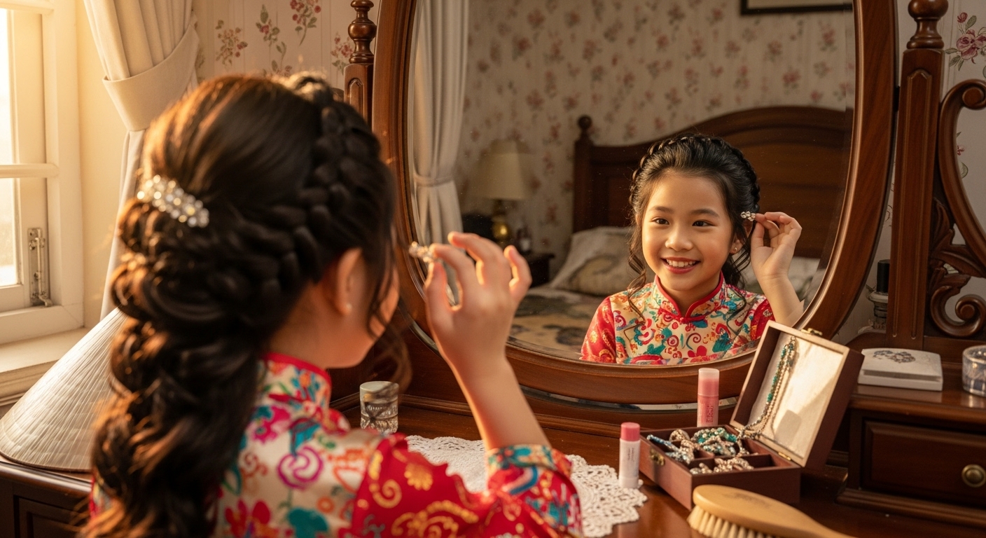 Người phụ nữ chăm sóc tóc kỹ lưỡng chuẩn bị dự tiệc cưới.